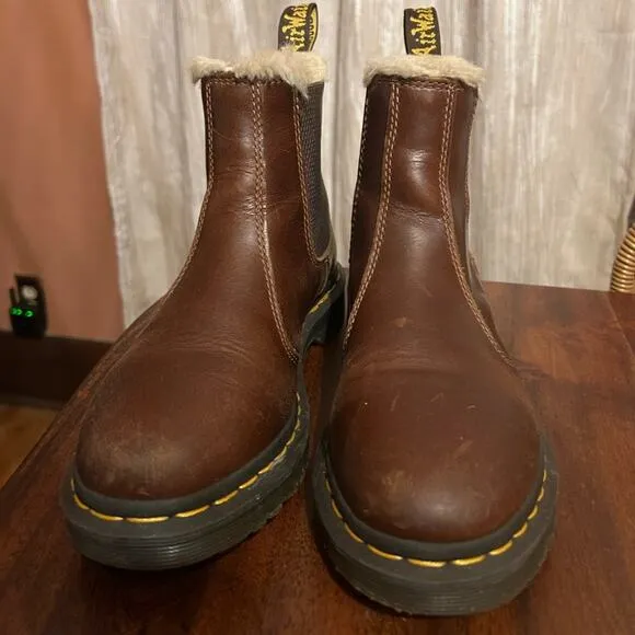 Dr. Martens 2976 Leonore Faux Fur Lined Chelsea Boots Butterscotch Orleans Brown
