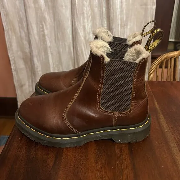Dr. Martens 2976 Leonore Faux Fur Lined Chelsea Boots Butterscotch Orleans Brown