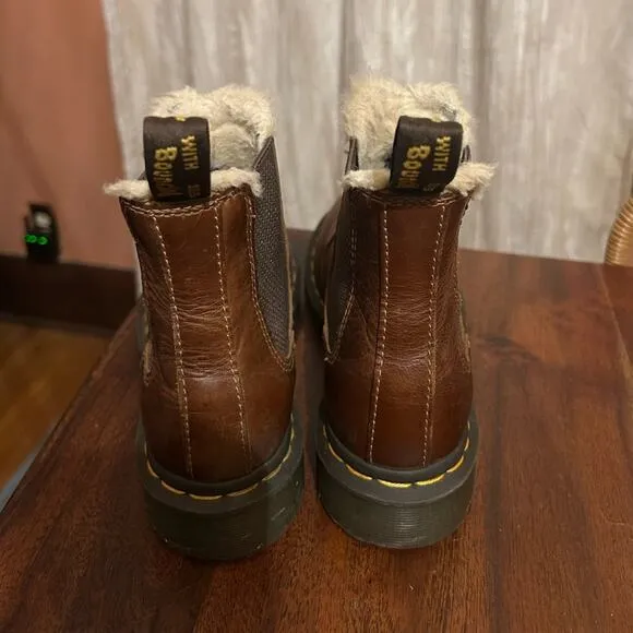 Dr. Martens 2976 Leonore Faux Fur Lined Chelsea Boots Butterscotch Orleans Brown