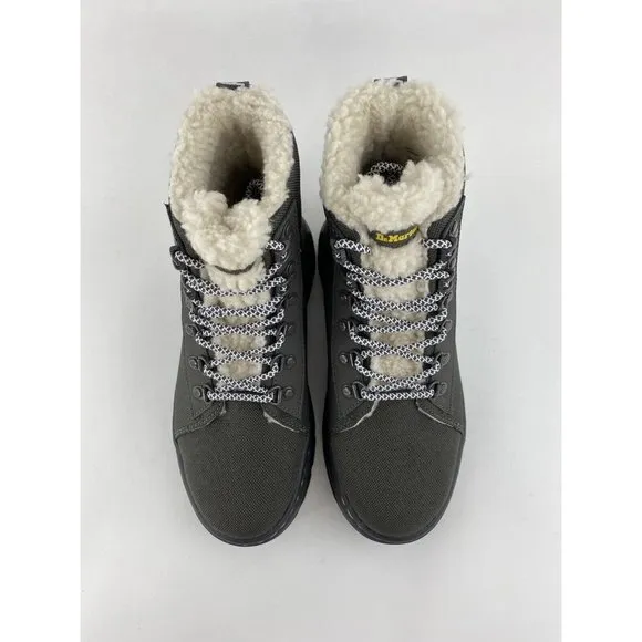 Dr Martens Combs FL Gunmetal Gray Women's Boots Faux Fur Lined Lace Up