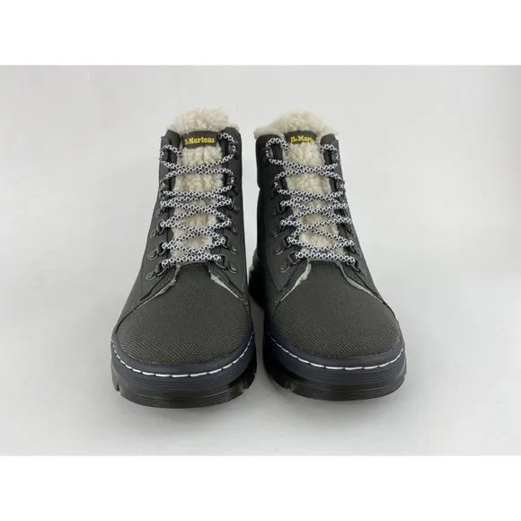 Dr Martens Combs FL Gunmetal Gray Women's Boots Faux Fur Lined Lace Up