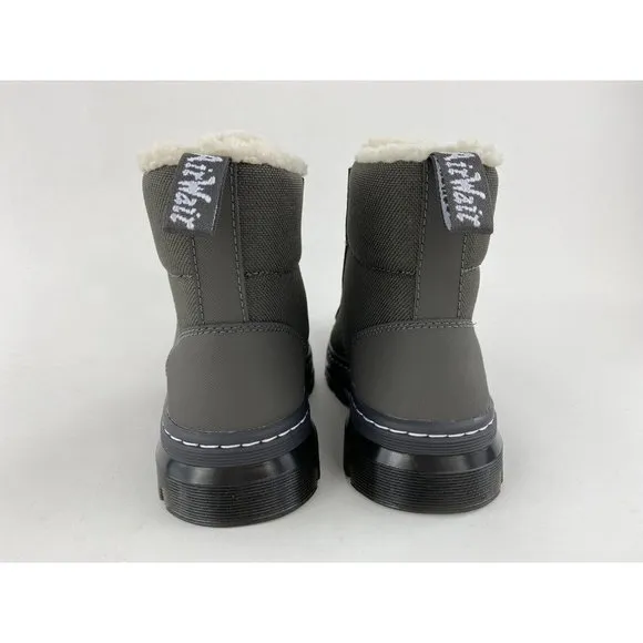 Dr Martens Combs FL Gunmetal Gray Women's Boots Faux Fur Lined Lace Up