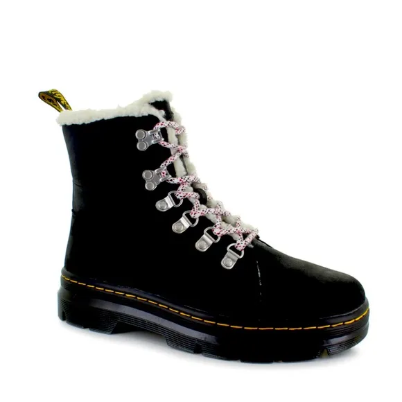 DR. MARTENS “Combs” Leather Fur-Lined High-Top Boots 7M Black LIKE NEW!