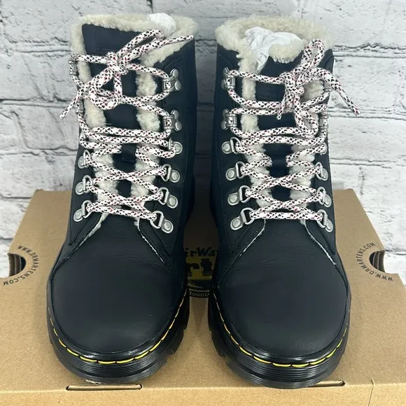 DR. MARTENS “Combs” Leather Fur-Lined High-Top Boots 7M Black LIKE NEW!