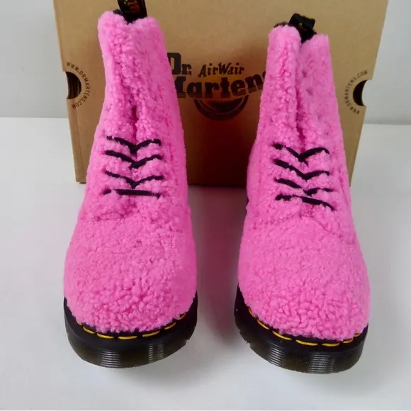 Dr. Martens Doc AirWair 1460 Pascal Shearling Lux Borg Faux Fur Lined Boots NIB