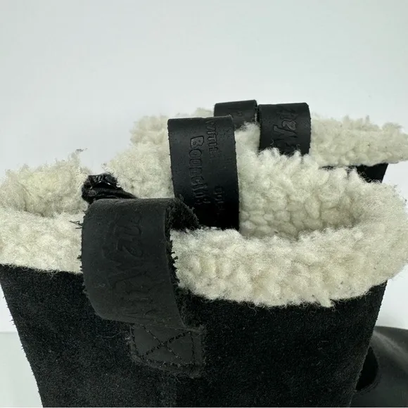 Dr Martens Juney Junior Faux Fur Lined Leather High Ankle Boots Black Youth 6