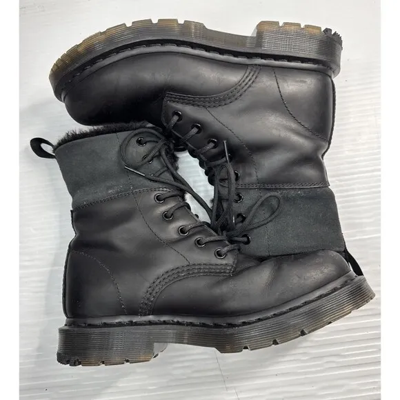 Dr Martens Women's 1460 Kolbert Leather Faux Fur Lined Wintergrip Boot Black 8