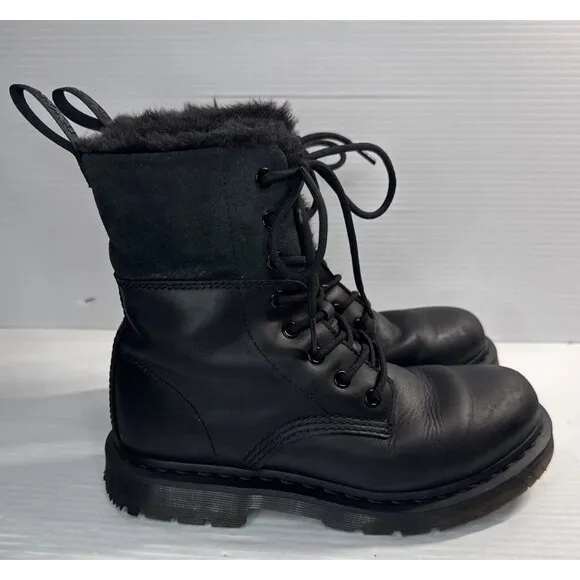 Dr Martens Women's 1460 Kolbert Leather Faux Fur Lined Wintergrip Boot Black 8