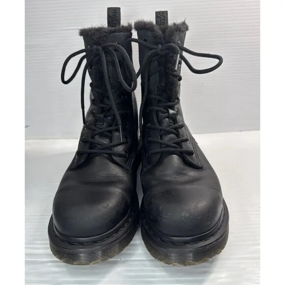 Dr Martens Women's 1460 Kolbert Leather Faux Fur Lined Wintergrip Boot Black 8