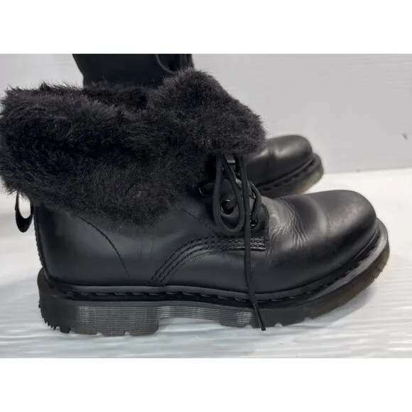 Dr Martens Women's 1460 Kolbert Leather Faux Fur Lined Wintergrip Boot Black 8