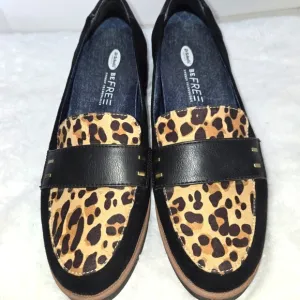 Dr Scholl's Women's Leopard Print Loafers - Black and Tan Size 9.5