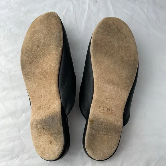 Draper Of Glastonbury Men's Handmade Henry Mule Slippers Black Leather Size 13