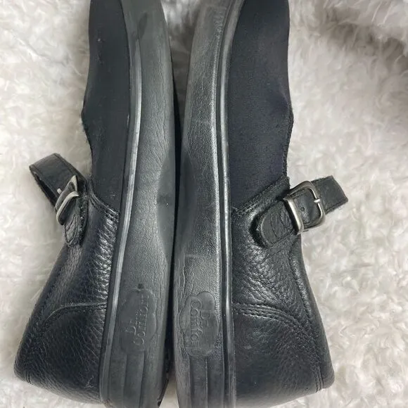 Dr comfort Merry Jane leather &amp; stretchy fabric Mary Jane Flats SZ10W