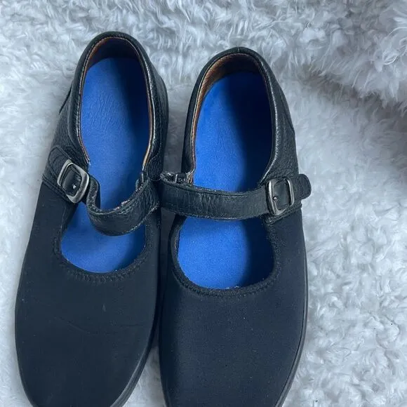 Dr comfort Merry Jane leather &amp; stretchy fabric Mary Jane Flats SZ10W
