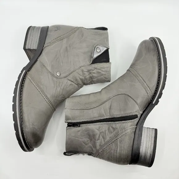Dromedaris Leather Ankle Boots Kassia Slate Women 41 10.5-11 Comfort Fur Lined