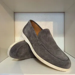 Duke   Dexter Mens Gray Suede Slip On Casual Minimalist Classic Loafers