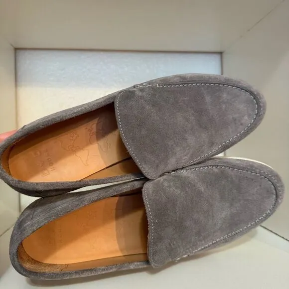 Duke   Dexter Mens Gray Suede Slip On Casual Minimalist Classic Loafers