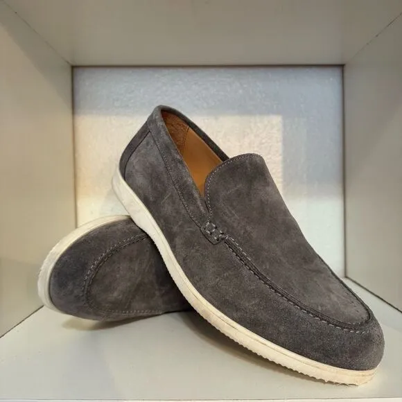 Duke   Dexter Mens Gray Suede Slip On Casual Minimalist Classic Loafers