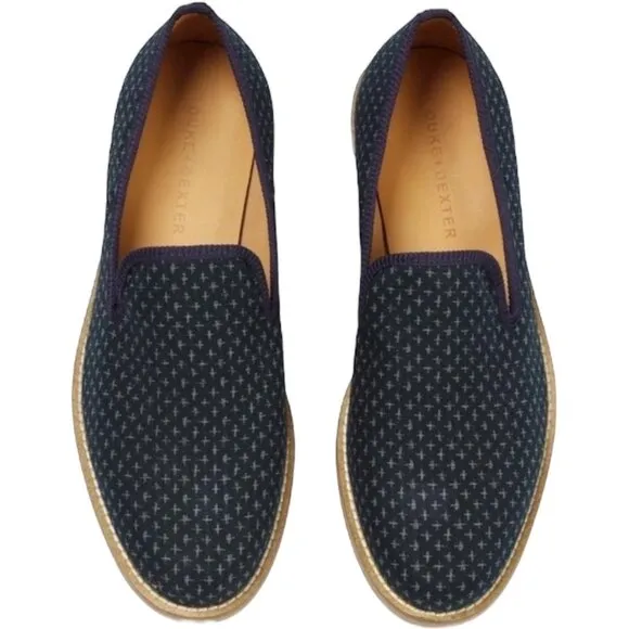 Duke   Dexter The Cross Navy Loafer Men's 10 Leather Dress Shoes Casual Slip On