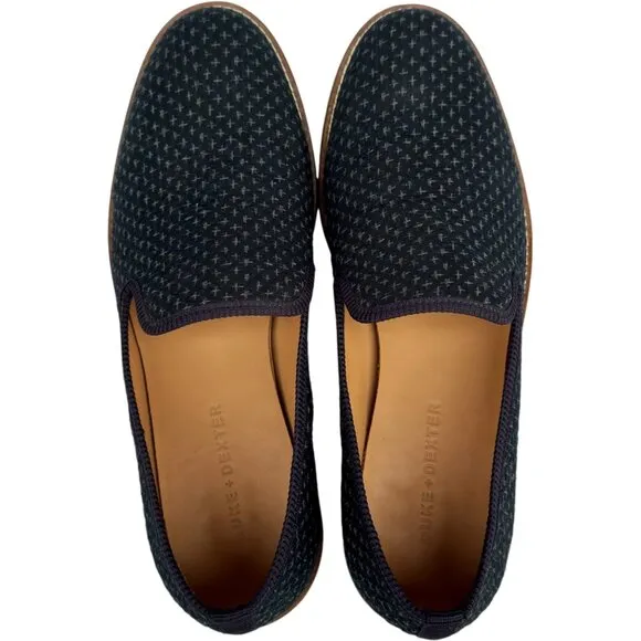 Duke   Dexter The Cross Navy Loafer Men's 10 Leather Dress Shoes Casual Slip On