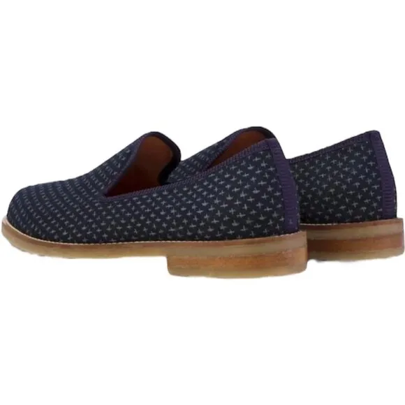 Duke   Dexter The Cross Navy Loafer Men's 10 Leather Dress Shoes Casual Slip On