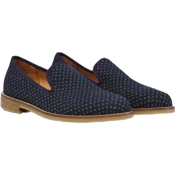Duke   Dexter The Cross Navy Loafer Men's 10 Leather Dress Shoes Casual Slip On