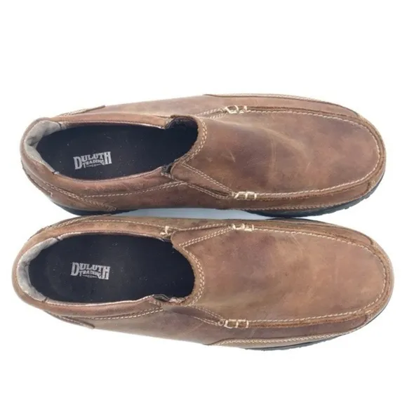 Duluth Trading Co Brown Leather Slip On Loafers size 9 Wide