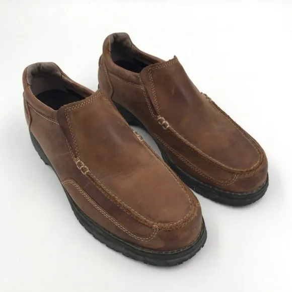 Duluth Trading Co Brown Leather Slip On Loafers size 9 Wide