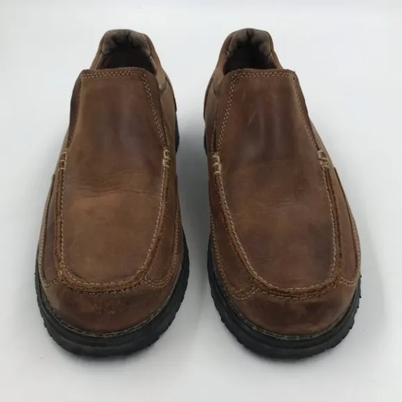 Duluth Trading Co Brown Leather Slip On Loafers size 9 Wide