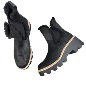 DV By Dolce Vita Vinny Bootie Black Womens Size 8.5 Faux Leather &amp; Fur Chunky So