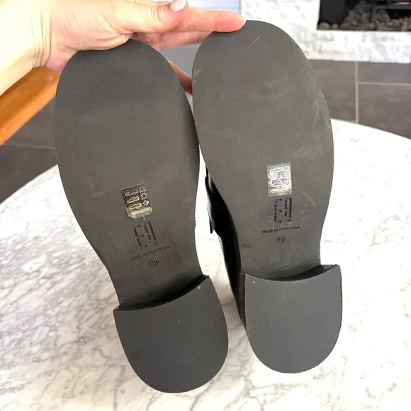 E8 By Miista Blue Lib Chunky Loafers Leather Slip On Heeled Black Blue Size 40