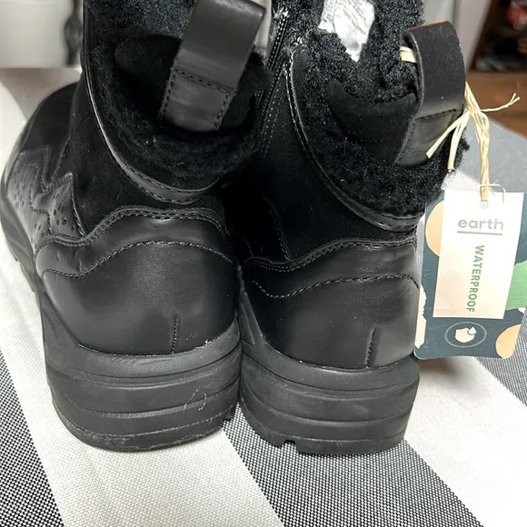 Earth Journey Verve Black Womens 7.5 Waterproof Leather &amp; Synthetic Upper Boot