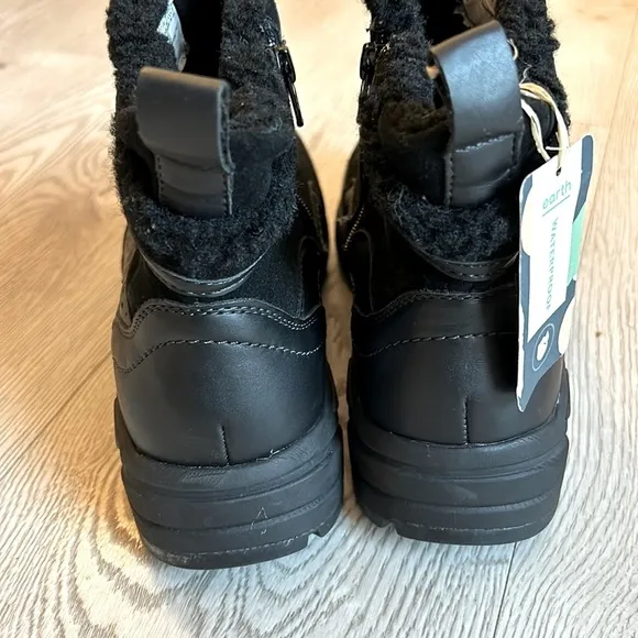 Earth Journey Verve Black Womens 7.5 Waterproof Leather &amp; Synthetic Upper Boot