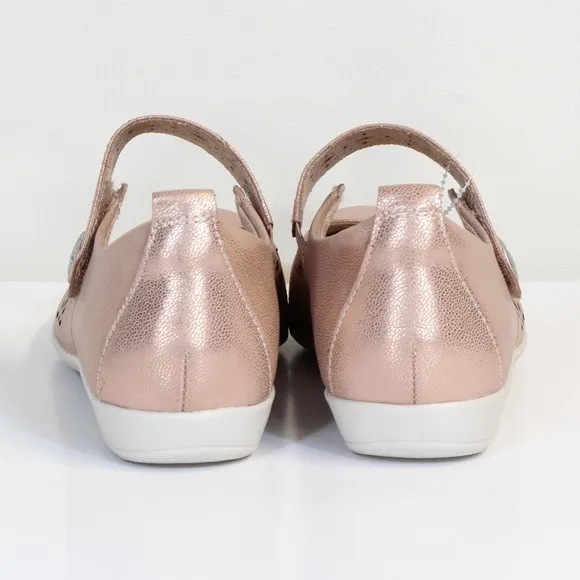 Earth Womens' Metallic Nude Shimmer Alder Adel Mary Jane Comfort Flats NWT