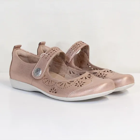 Earth Womens' Metallic Nude Shimmer Alder Adel Mary Jane Comfort Flats NWT