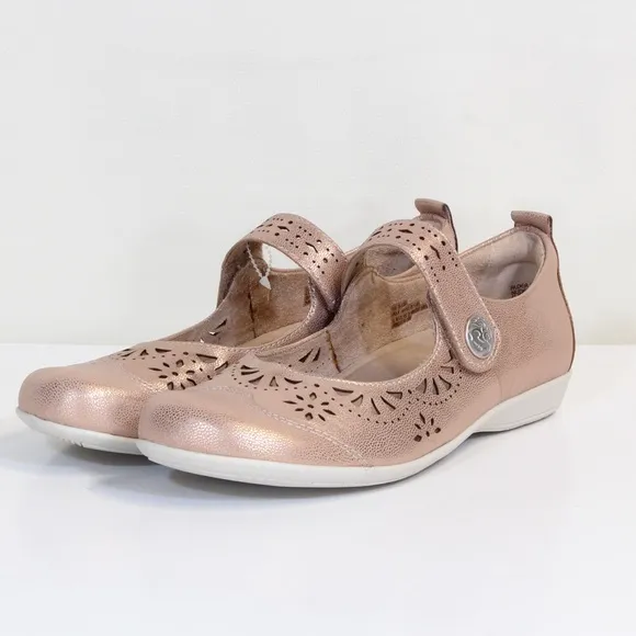 Earth Womens' Metallic Nude Shimmer Alder Adel Mary Jane Comfort Flats NWT