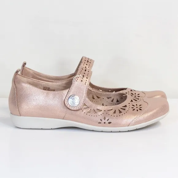 Earth Womens' Metallic Nude Shimmer Alder Adel Mary Jane Comfort Flats NWT