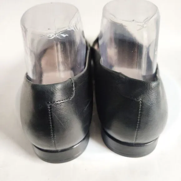 Ecco Anine Black Leather Ballerina Ballet Flats Size 9 Preppy Minimalist Comfort