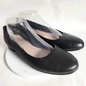 Ecco Anine Black Leather Ballerina Ballet Flats Size 9 Preppy Minimalist Comfort