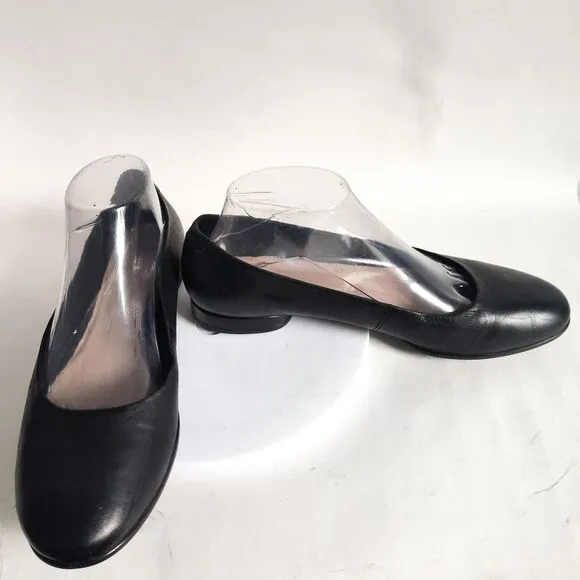 Ecco Anine Black Leather Ballerina Ballet Flats Size 9 Preppy Minimalist Comfort