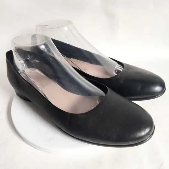 Ecco Anine Black Leather Ballerina Ballet Flats Size 9 Preppy Minimalist Comfort