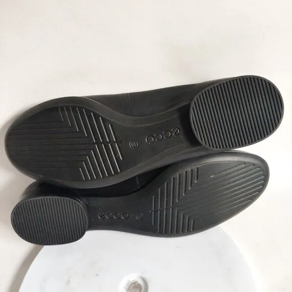 Ecco Anine Black Leather Ballerina Ballet Flats Size 9 Preppy Minimalist Comfort