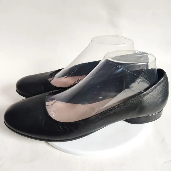Ecco Anine Black Leather Ballerina Ballet Flats Size 9 Preppy Minimalist Comfort