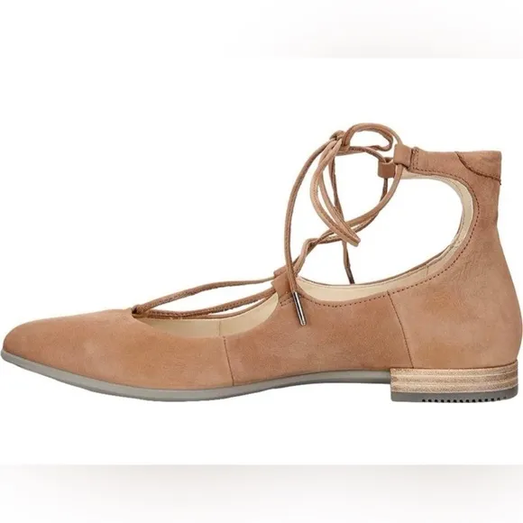 Ecco Ballerina Flats In Suede Leather - Camel/Tan Color - NIB