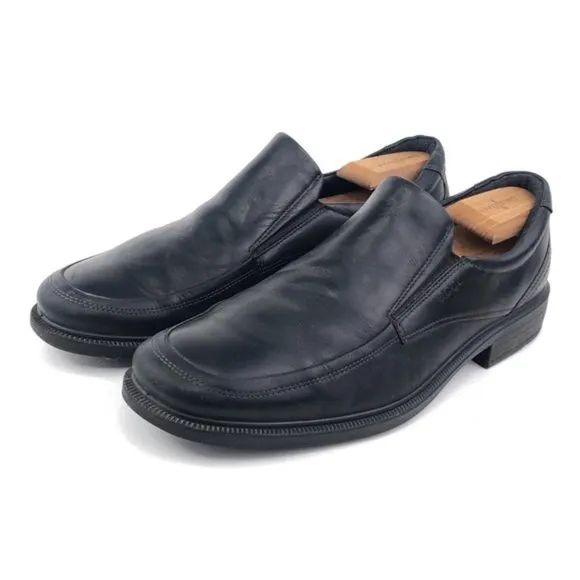 Ecco Black Leather Casual Slip on Loafers EUR 47