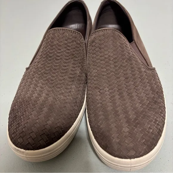 Ecco Brown Woven Leather Slip On Loafers Size 45/ 11-11.5 Casual Suede Men's