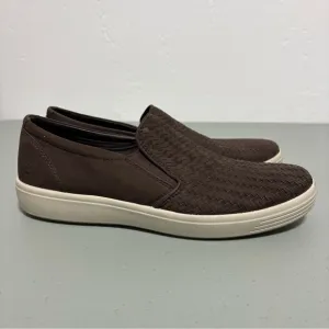 Ecco Brown Woven Leather Slip On Loafers Size 45/ 11-11.5 Casual Suede Men's