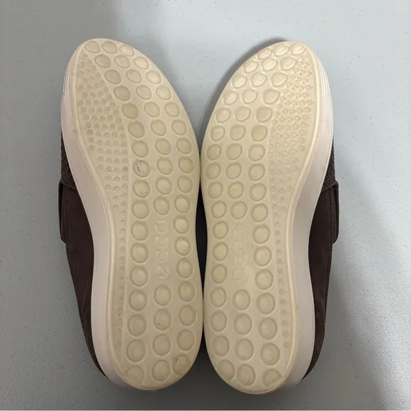 Ecco Brown Woven Leather Slip On Loafers Size 45/ 11-11.5 Casual Suede Men's