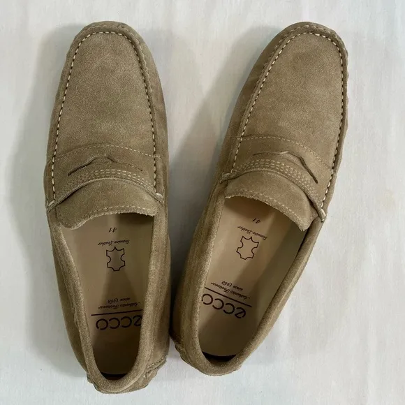 ECCO Men’s Moc Penny Loafers Tan Suede Mens 7-7.5 / EU 41