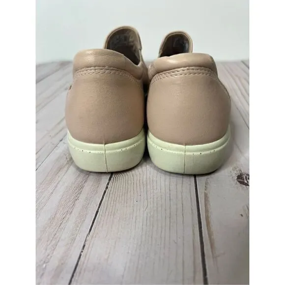 Ecco Pale Pink Leather Woven Slip On Loafers Comfort Shoes